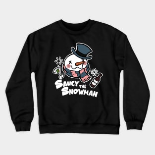 Saucy The Snowman - Frosty Humor - White Outlined, Color Version 2 Crewneck Sweatshirt